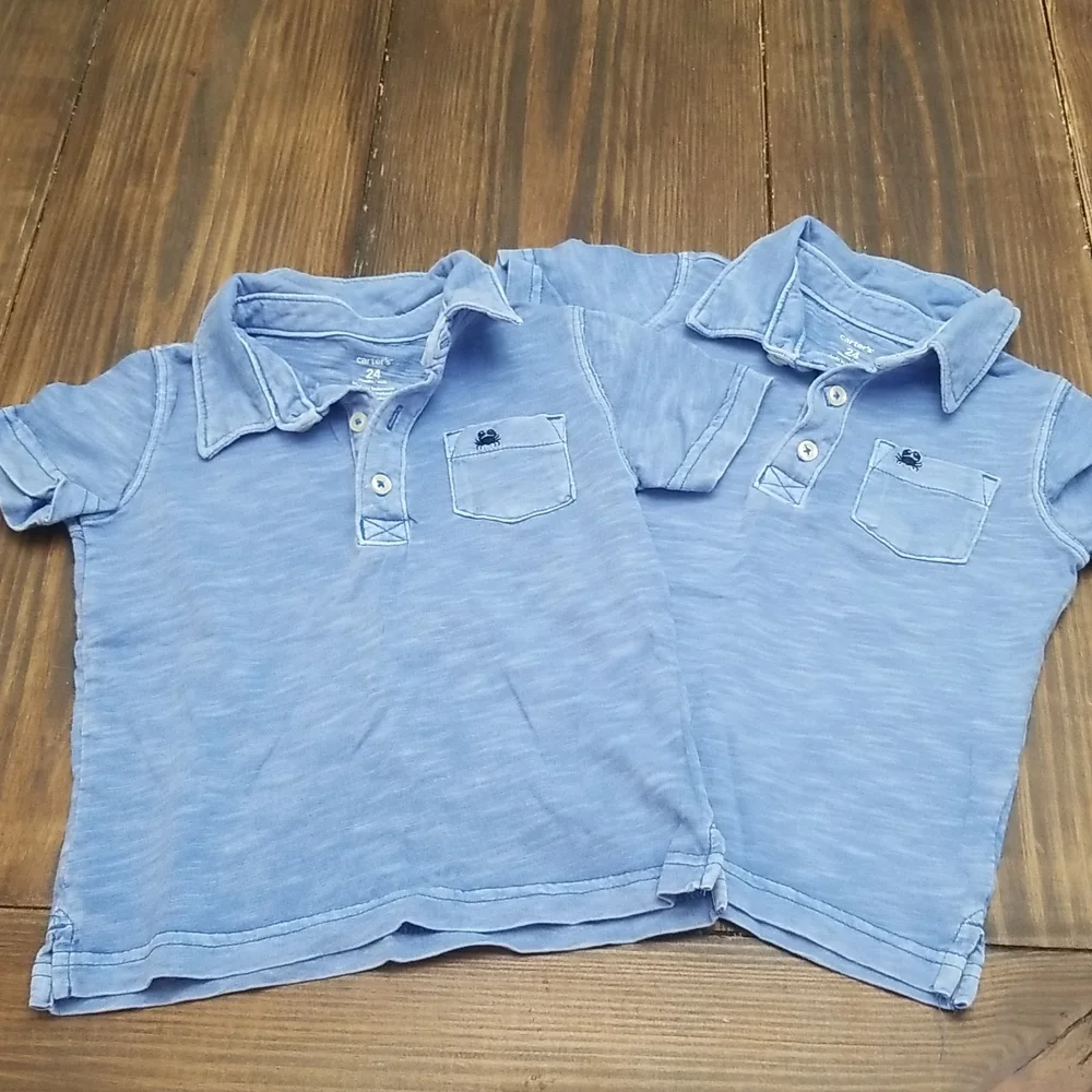 Carter's Heathered Blue Polo Shirts 24 Months Twins
